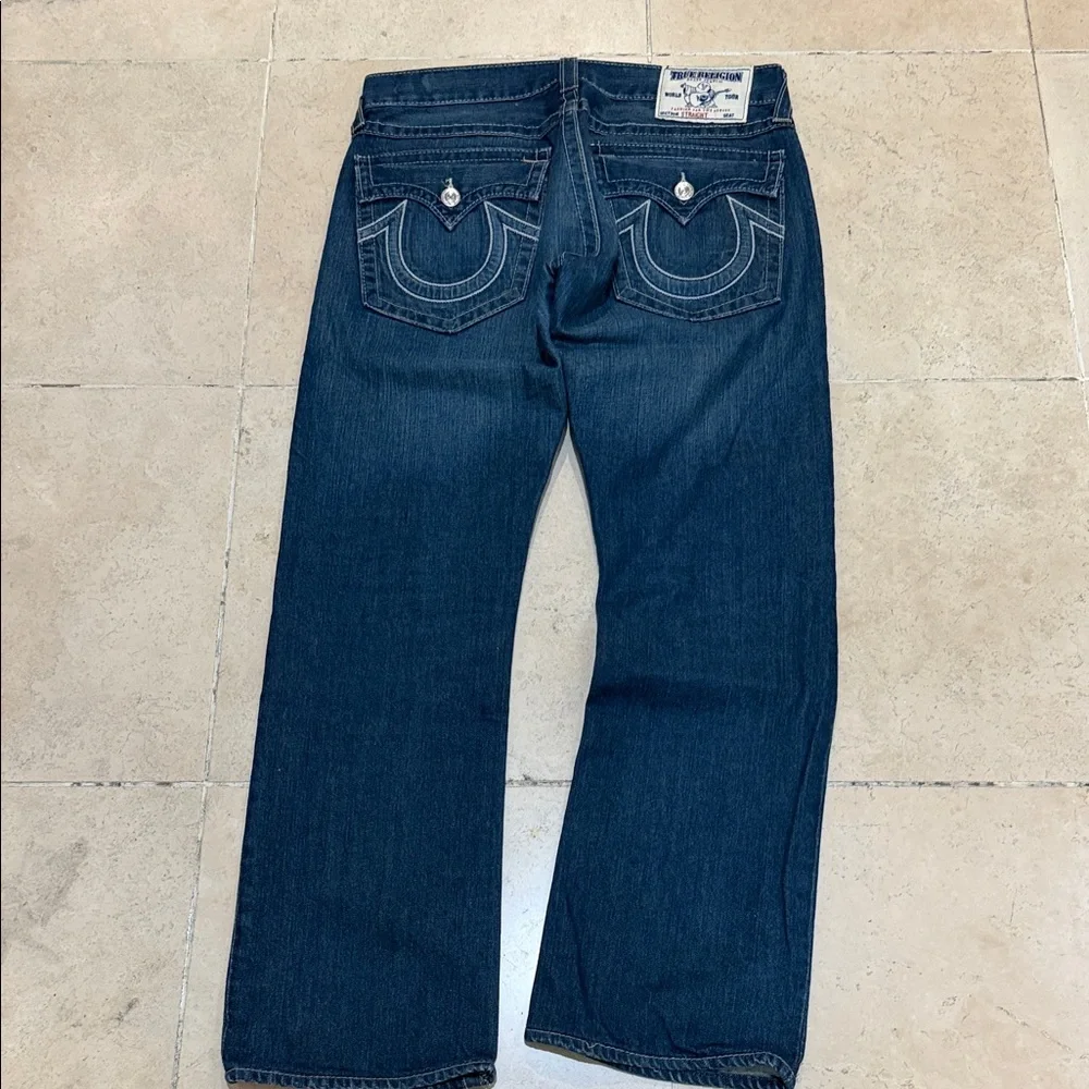 Y2K True Religion Dark Blue Straight Jeans